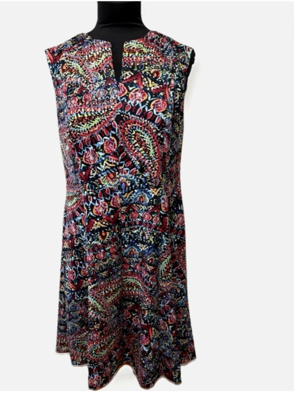 North Style Dress Size 14 Floral Black Sleeveless Sheath Tropical Pink Orange